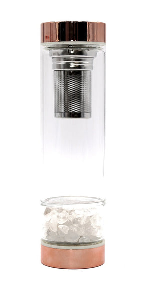 Rose Gold Crystal Elixir Water Bottle With Tea Infuser 500ML