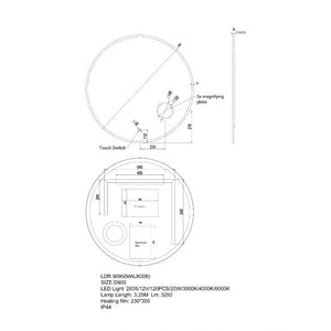 Round Bathroom Mirror With Magnifying Mirror - LED Lighting Colour