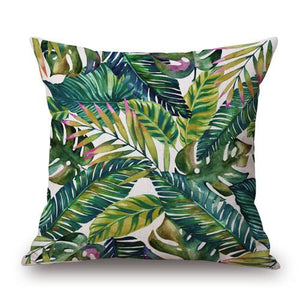 Tropical Plant Hibiscus Flower Pillow Case Parrot Cushion Cover