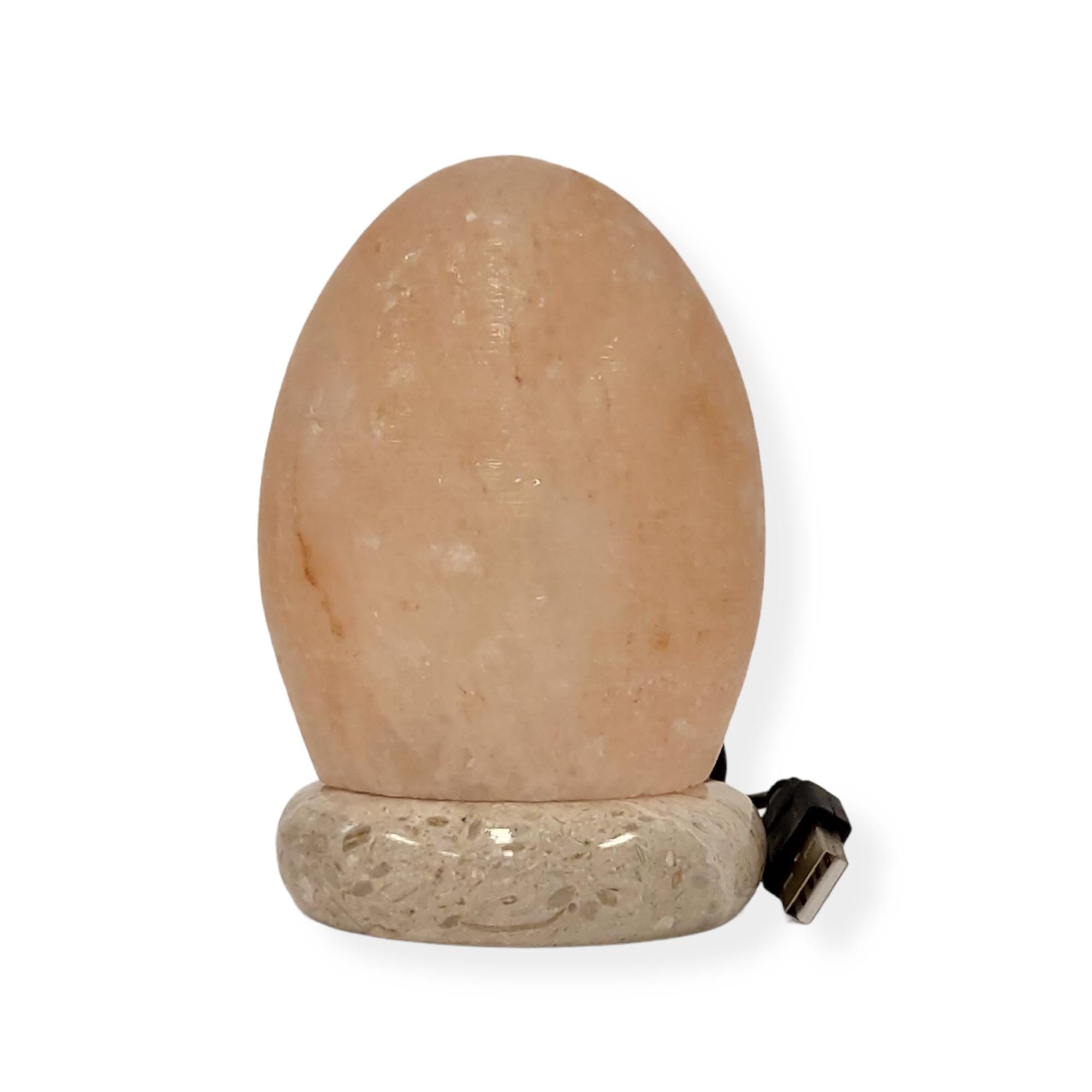 USB Himalayan Salt Lamp - Egg Cone Carved Shape Pink Crystal Rock LED Light
