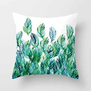 Vintage Flower Tropical Leaves Cushion Cover