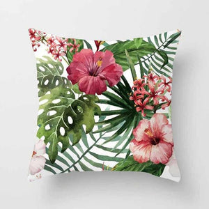 Vintage Flower Tropical Leaves Cushion Cover