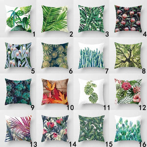 Vintage Flower Tropical Leaves Cushion Cover