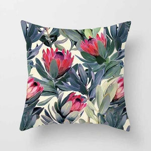 Vintage Flower Tropical Leaves Cushion Cover