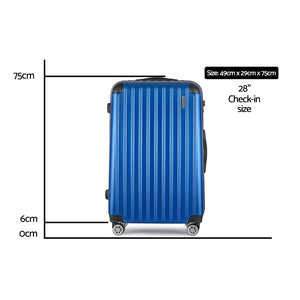 Wanderlite 28" Luggage Trolley Travel Suitcase Set TSA Lock Hard Case Shell Blue