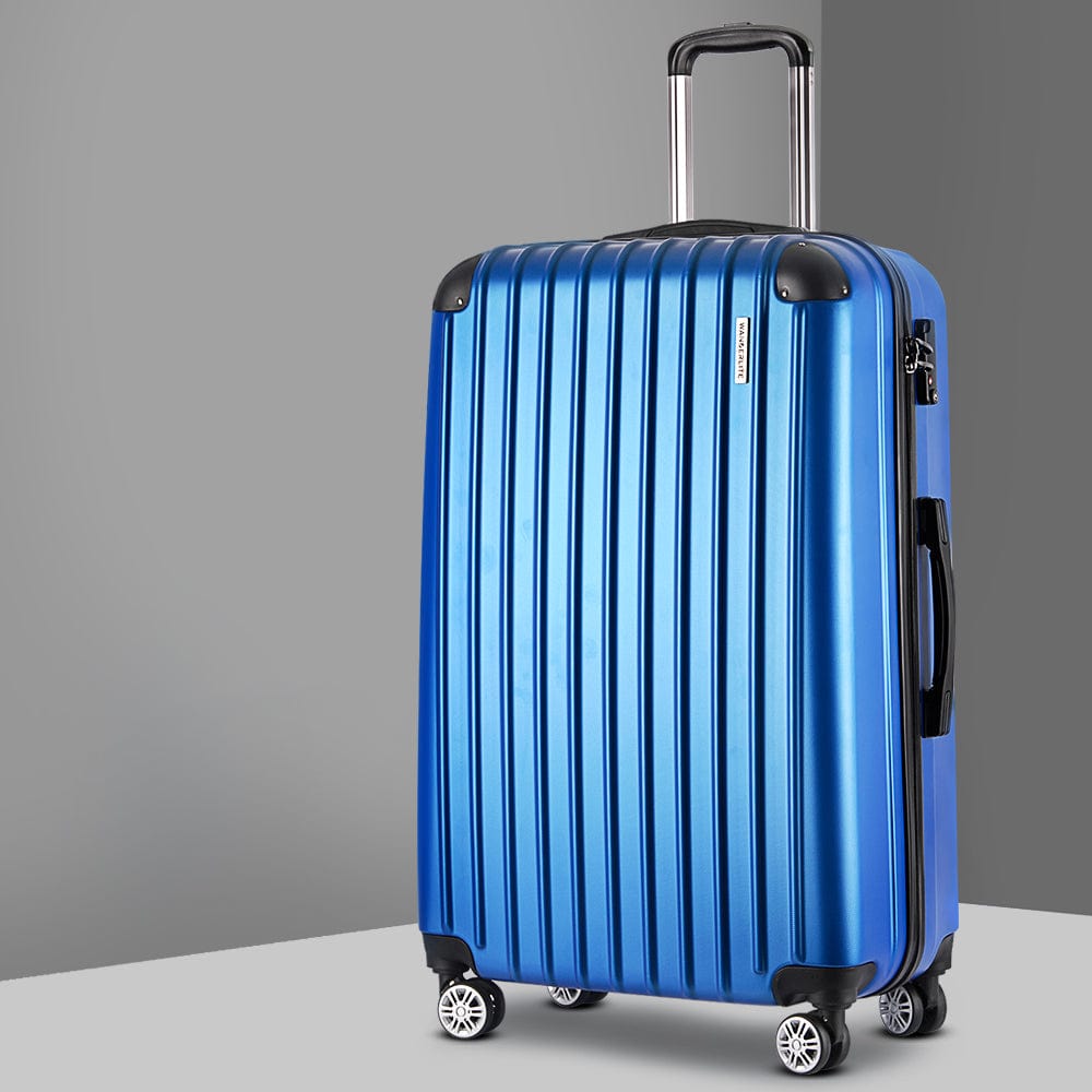 Wanderlite 28" Luggage Trolley Travel Suitcase Set TSA Lock Hard Case Shell Blue