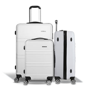 Wanderlite 3pc Luggage Trolley Set Suitcase Travel TSA Hard Case White