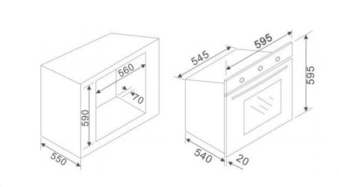 60cm Side Opening Stainless Steel Oven - Right Hand - Euroart