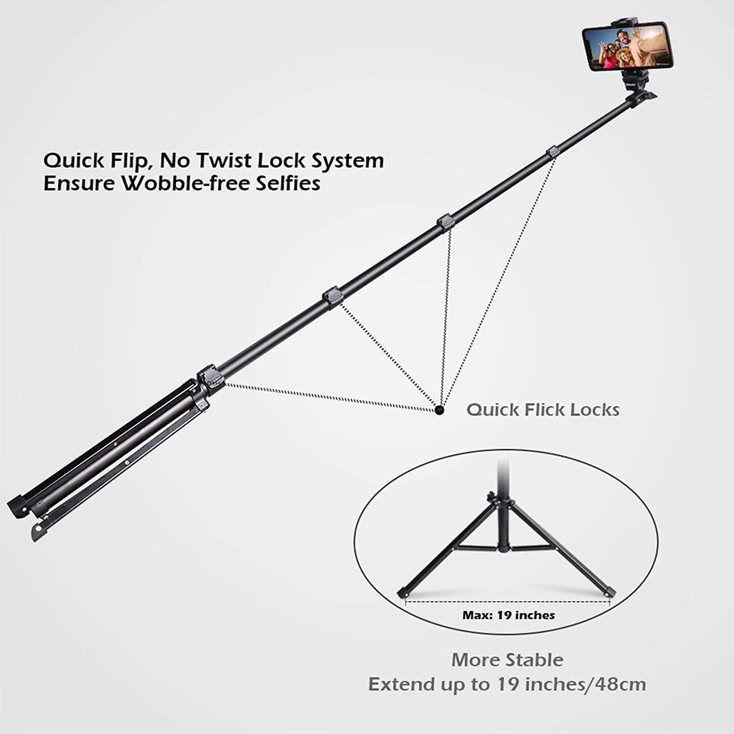 Aluminum Mobile Phone Tripod Stand With Bluetooth