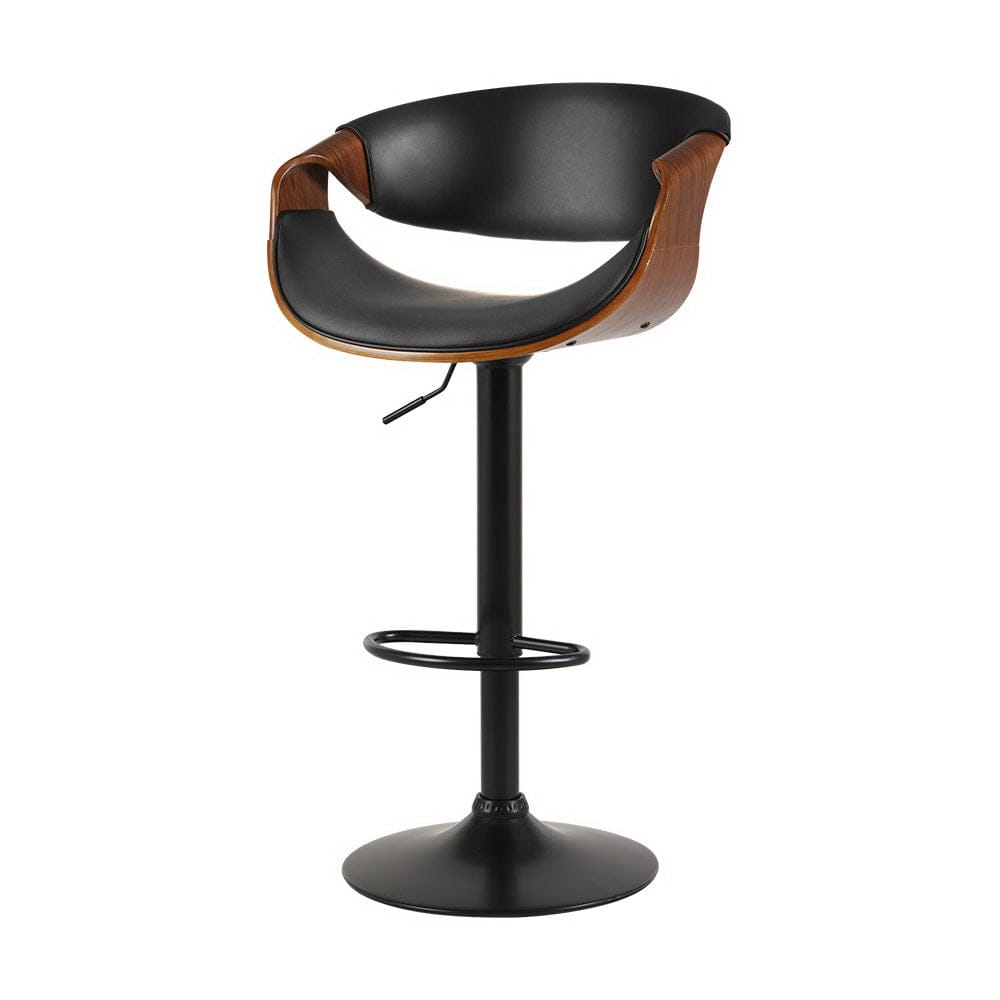 Artiss Bar Stools Swivel Chair Kitchen Gas Lift Wooden Bar Stool Leather Black