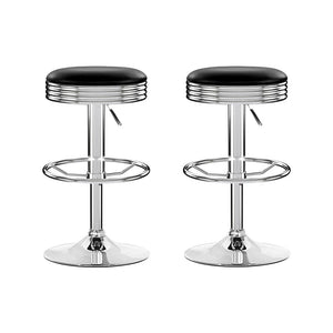 Artiss Set of 2 Backless PU Leather Bar Stools - Black and Chrome