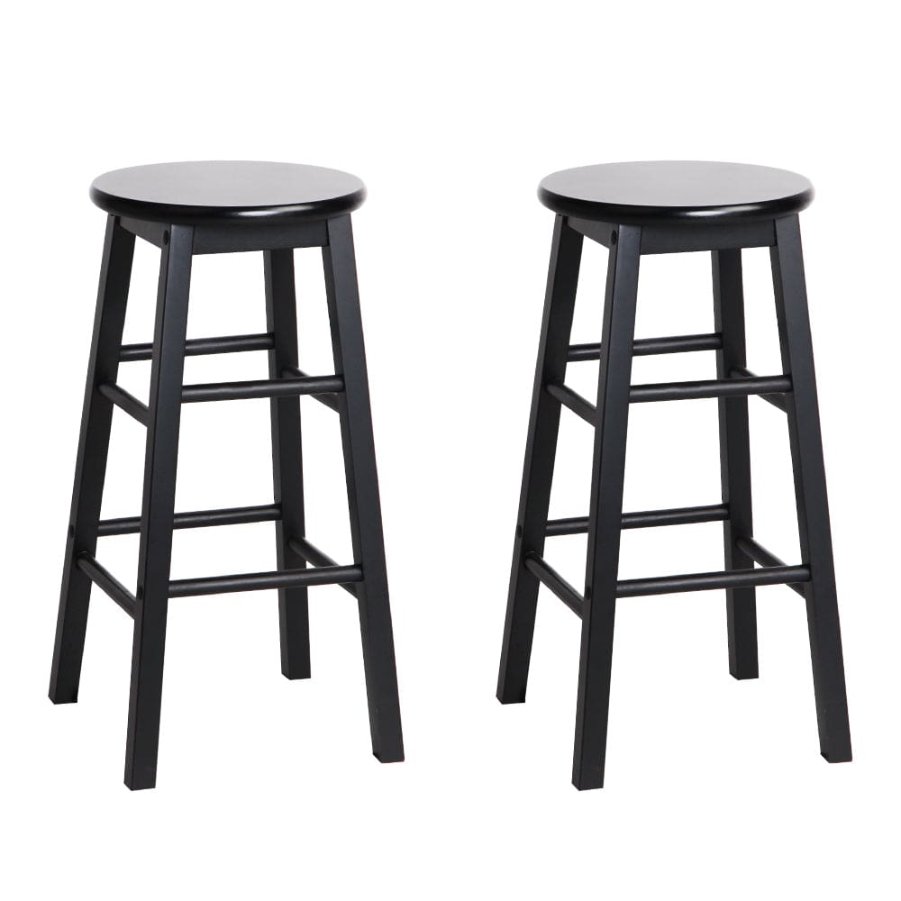 Artiss Set of 2 Beech Wood Backless Bar Stools - Black