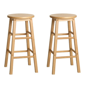 Artiss Set of 2 Beech Wood Backless Bar Stools - Natural