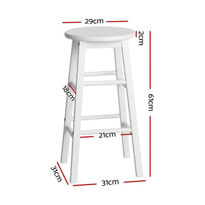 Artiss Set of 2 Beech Wood Backless Bar Stools - White