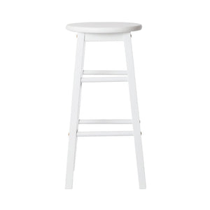 Artiss Set of 2 Beech Wood Backless Bar Stools - White