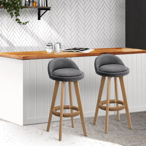 Artiss Set of 2 Fabric Backrest Bar Stools - Grey