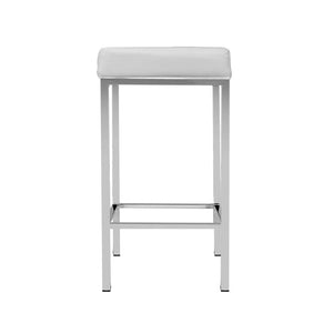 Artiss Set of 2 PU Leather Backless Bar Stools - White and Chrome