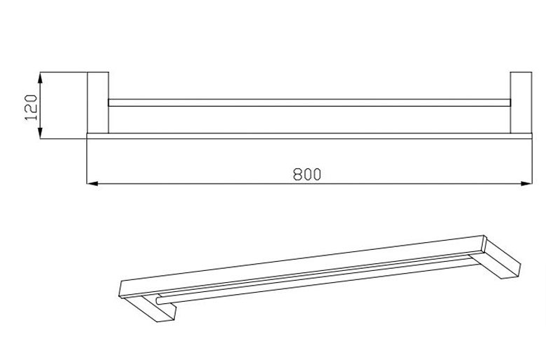 Bad und Kuche 80cm Double Towel Rail - BK1602- 800