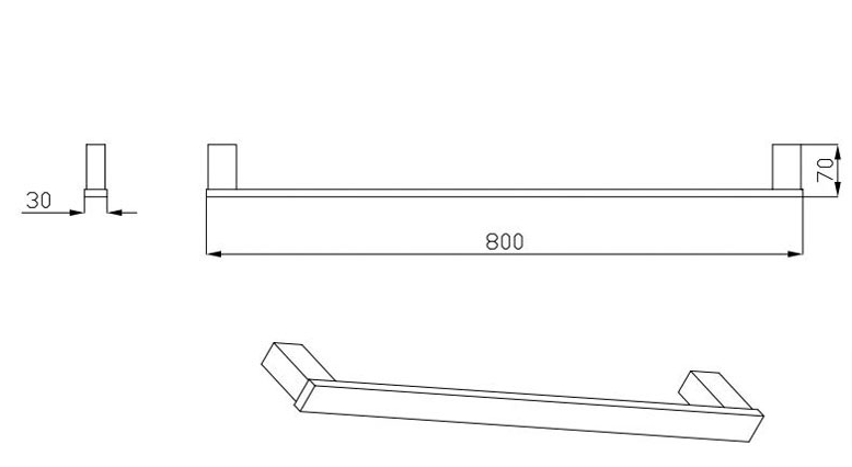 Bad und Kuche 80cm Single Towel Rail - BK1601- 800