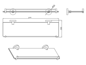 Bad und Kuche Black Bathroom Glass Shelf - BK407B