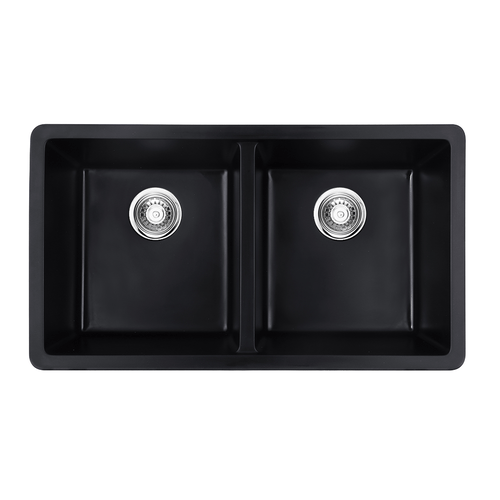 Bad und Kuche - Black Double Bowl Granite Sink BKGS7745D-B