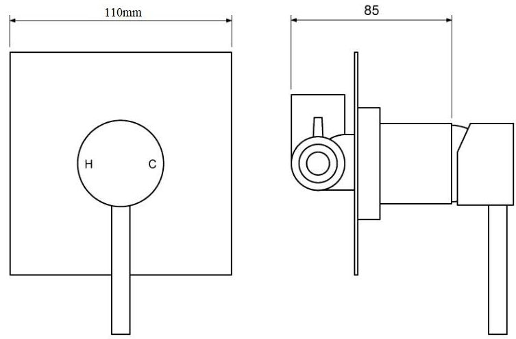 Bad und Kuche Black Shower/Bath Mixer - BKM207-B