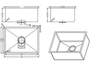 Bad und Kuche - Brush Gold Single Undermount Sink BKR40-BG