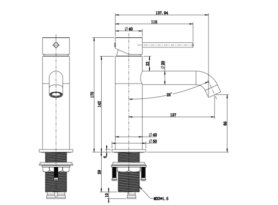 Bad und Kuche - Brush Nickel Basin Mixer BKM2502-BN