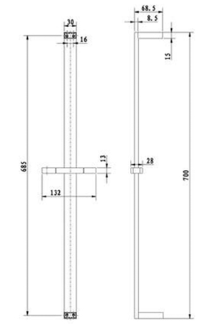 Bad und Kuche Chrome Shower on Rail - BKS104