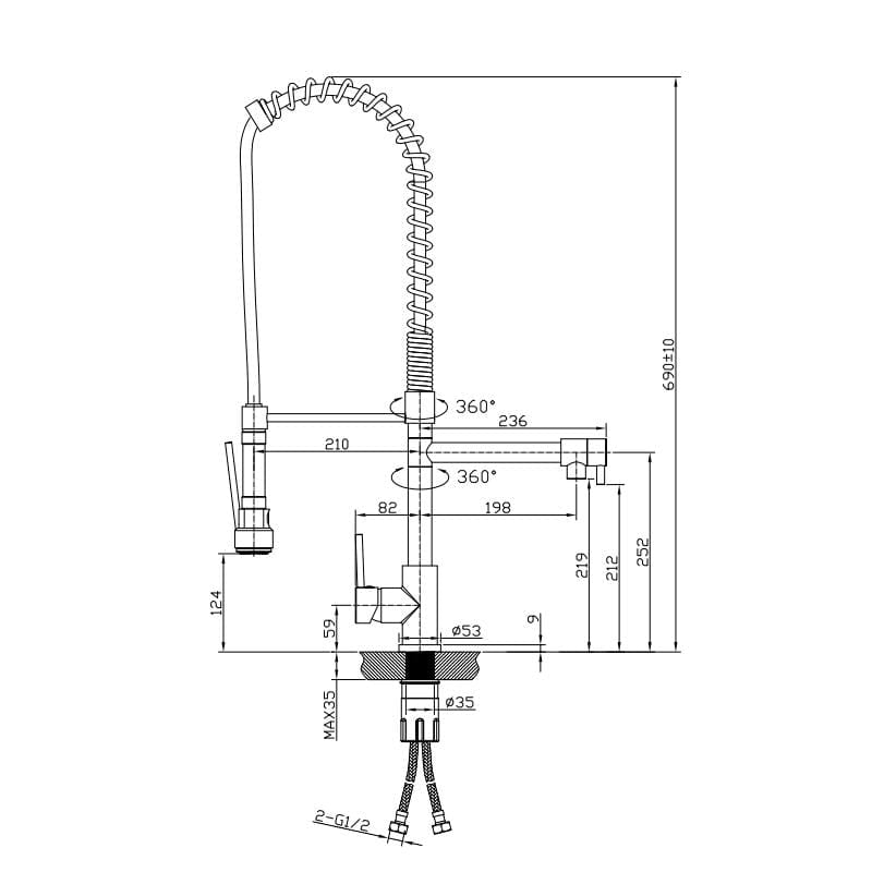 Bad und Kuche - Dual Spout Kitchen Tap - KM0057