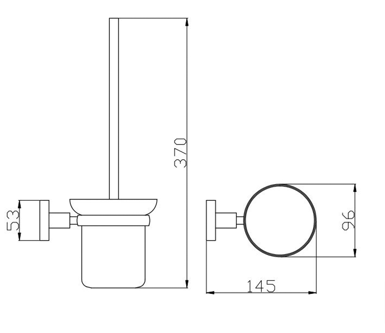 Bad und Kuche Glass Toilet Brush Black Holder - BK429B