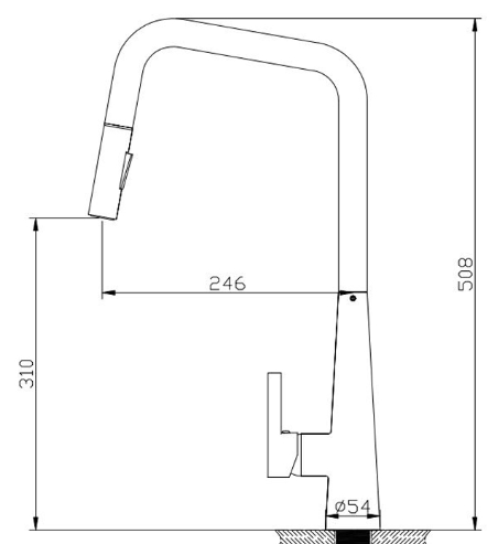 Bad und Kuche - High Gooseneck Kitchen Tap - KM012