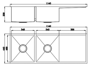 Bad und Kuche Kitchen Premium Double Bowl Sink - Square BKS114