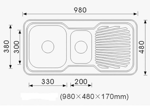 Bad und Kuche Kitchen Sink 1 + 1/2 Bowl  - LHB BK98