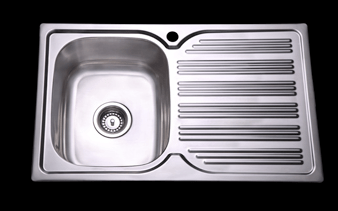 Bad und Kuche Kitchen Sink 1 Bowl + Drainer LHB- Square Edges BK78-S