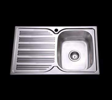 Bad und Kuche Kitchen Sink 1 Bowl + Drainer RHB- Square Edges BK78-S