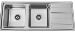 Bad und Kuche Kitchen Sink Double Bowl - LHB with Square Edges BK120-S