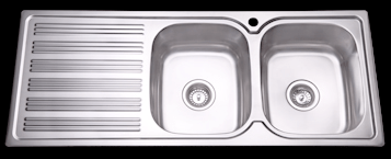 Bad und Kuche Kitchen Sink Double Bowl with RHB with Square Edges BK118-S