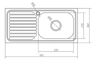 Bad und Kuche Narrow Kitchen Sink 1 Bowl + Drainer  - RHB BK327S