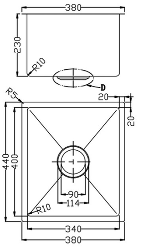 Bad und Kuche Single Bowl Undermount Sink BKR34