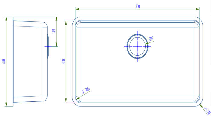 Bad und Kuche Single Bowl Undermount Sink  - BKR4474