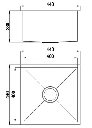 Bad und Kuche Square Single Bowl Undermount Sink - Cubic BKS40