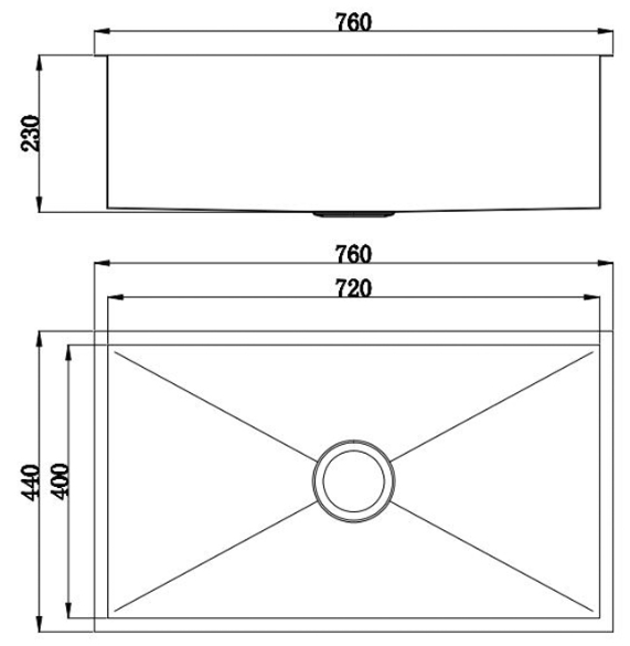 Bad und Kuche Square Single Bowl Undermount Sink - Cubic BKS72