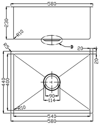 Bad und Kuche Square Undermount Kitchen Sink - Cubic BKS54