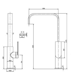 Brush Gun Metal Square Gooseneck Kitchen Tap - PBS1001-GM