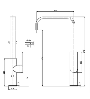 Brush Gun Metal Square Gooseneck Kitchen Tap - PBS1001-GM