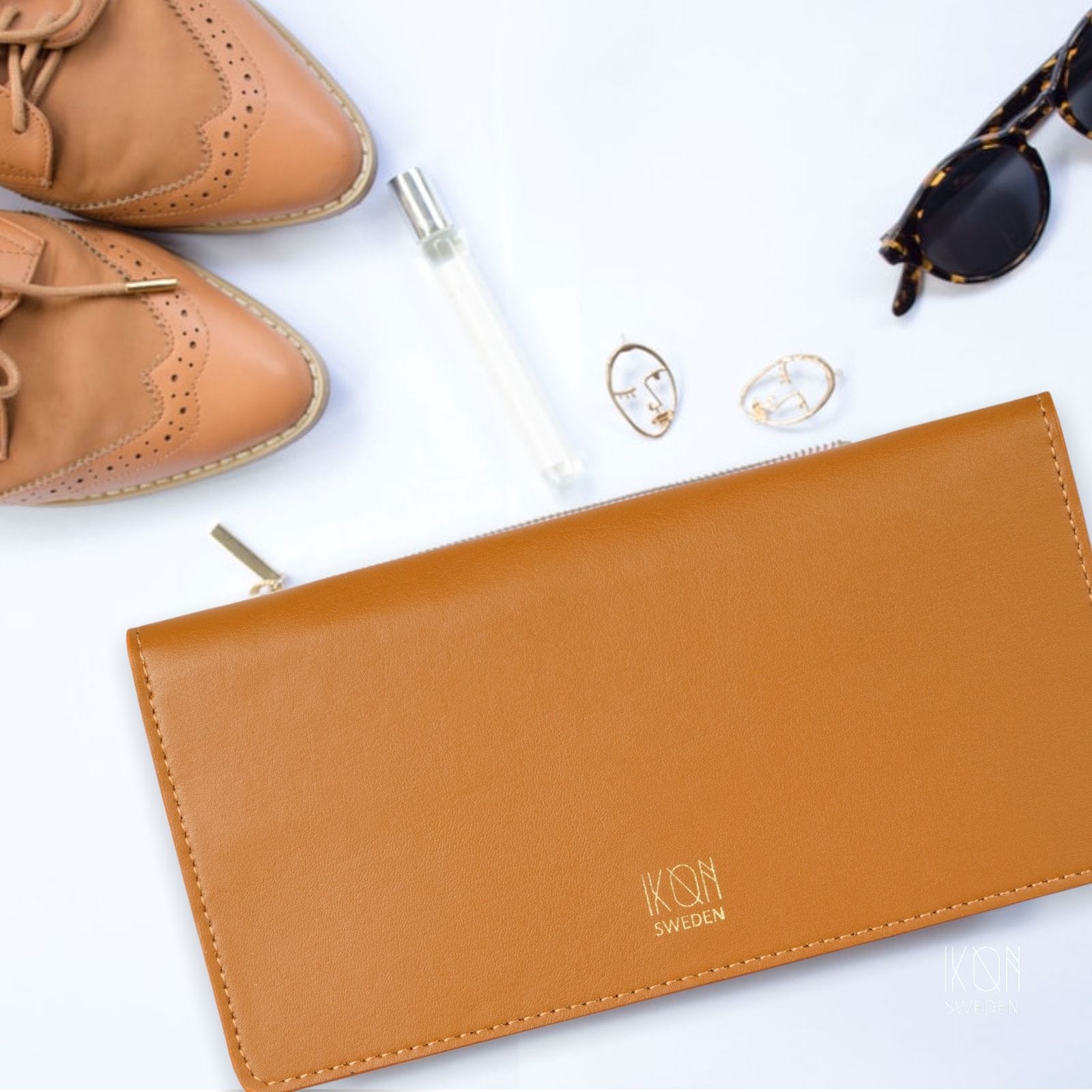 Cactus Leather Slim Wallet for Women - Cognac