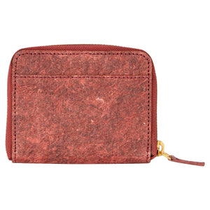 Coconut Leather Card Wallet - Wine Red