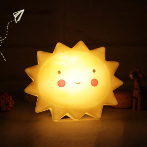 Creative LED Night Light Cartoon Sun Moon Star Dinosaur Night Lights Children's Bedroom Bedside Lamp Button Battery 1pcs Gifts