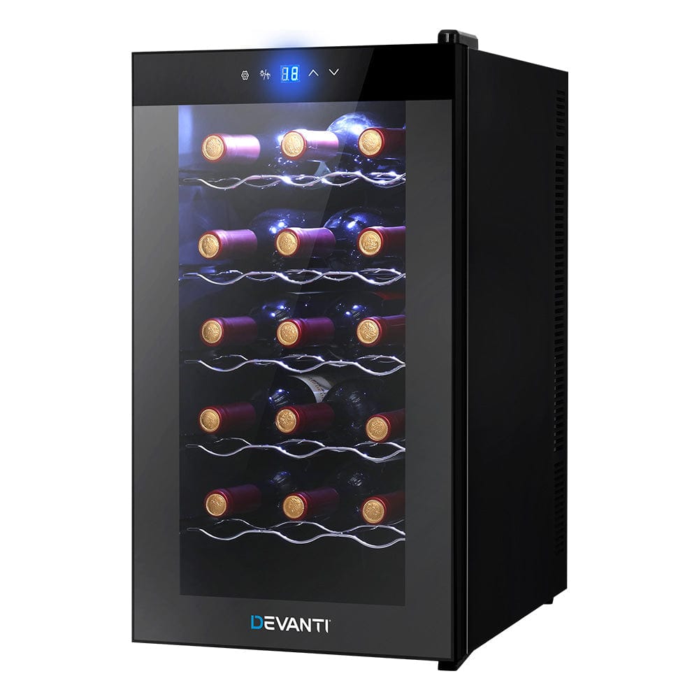 Devanti - 18 Bottle Wine Cooler Fridge - Black